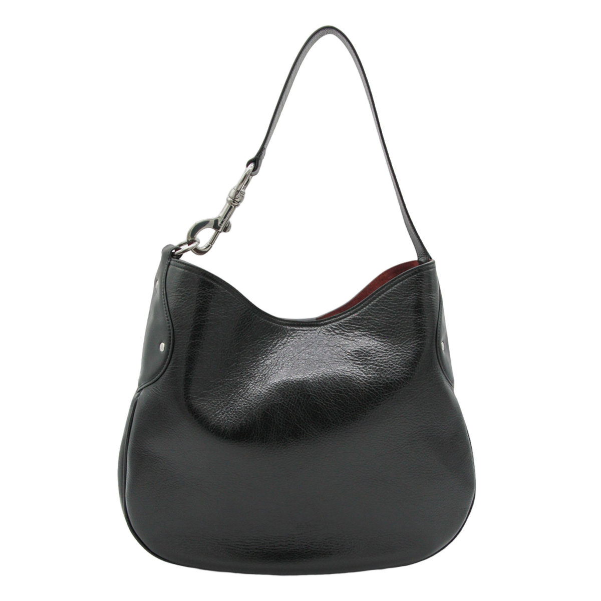 Smooth Black Leather Shoulder Bag