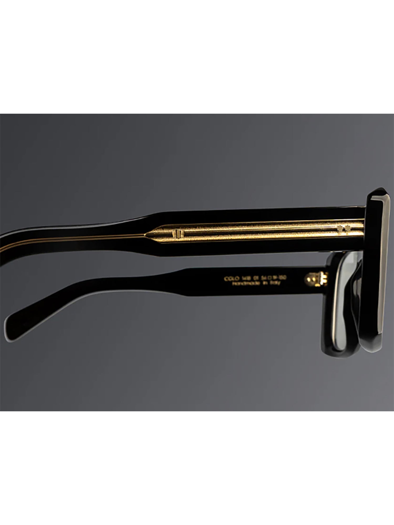 Oversized Black Rectangular Glasses with Gold Accents