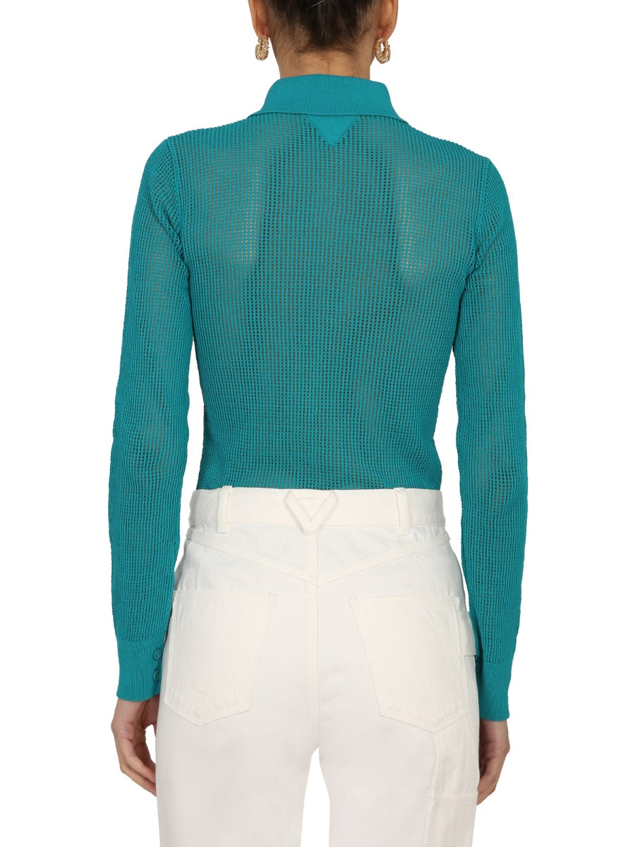 Mesh Knit Cardigan with Semi-Transparent Design