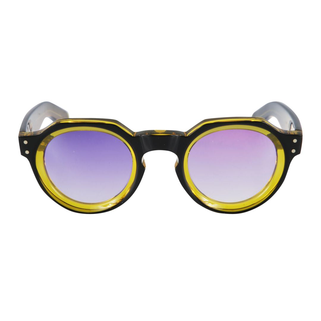 Spike Bold Round Frame Sunglasses with Gradient Lenses