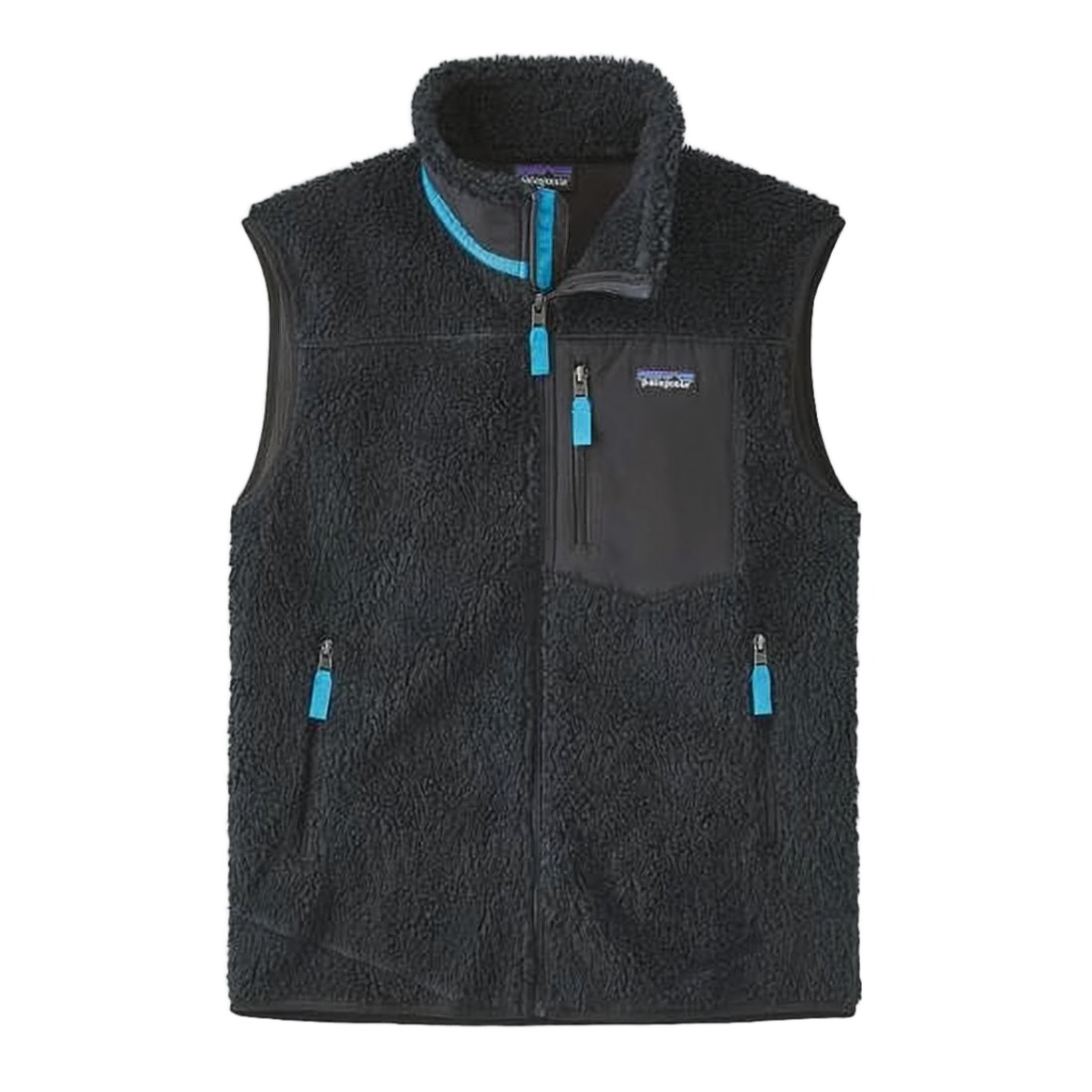 Textured Fleece Vest with High Collar