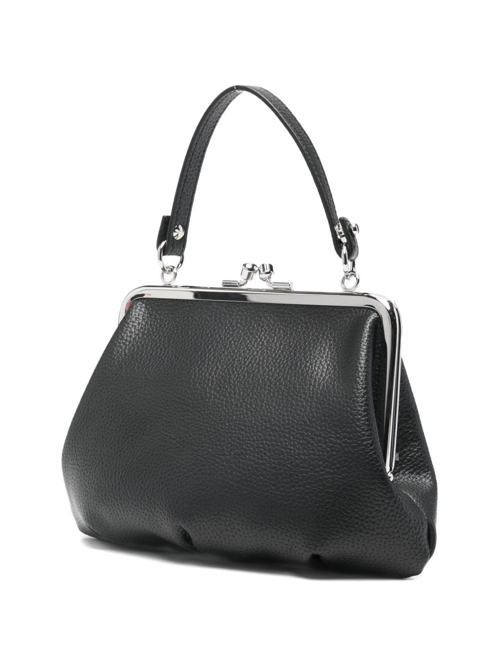 Pebbled Black Wallet with Top Handle