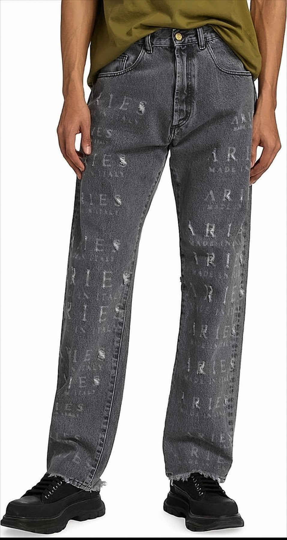 Washed Black Denim Pants