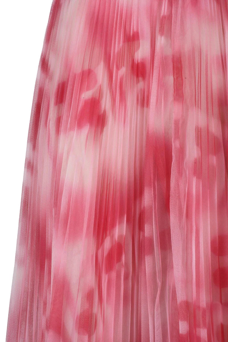 Pleated Tulle Skirt - Fuchsia