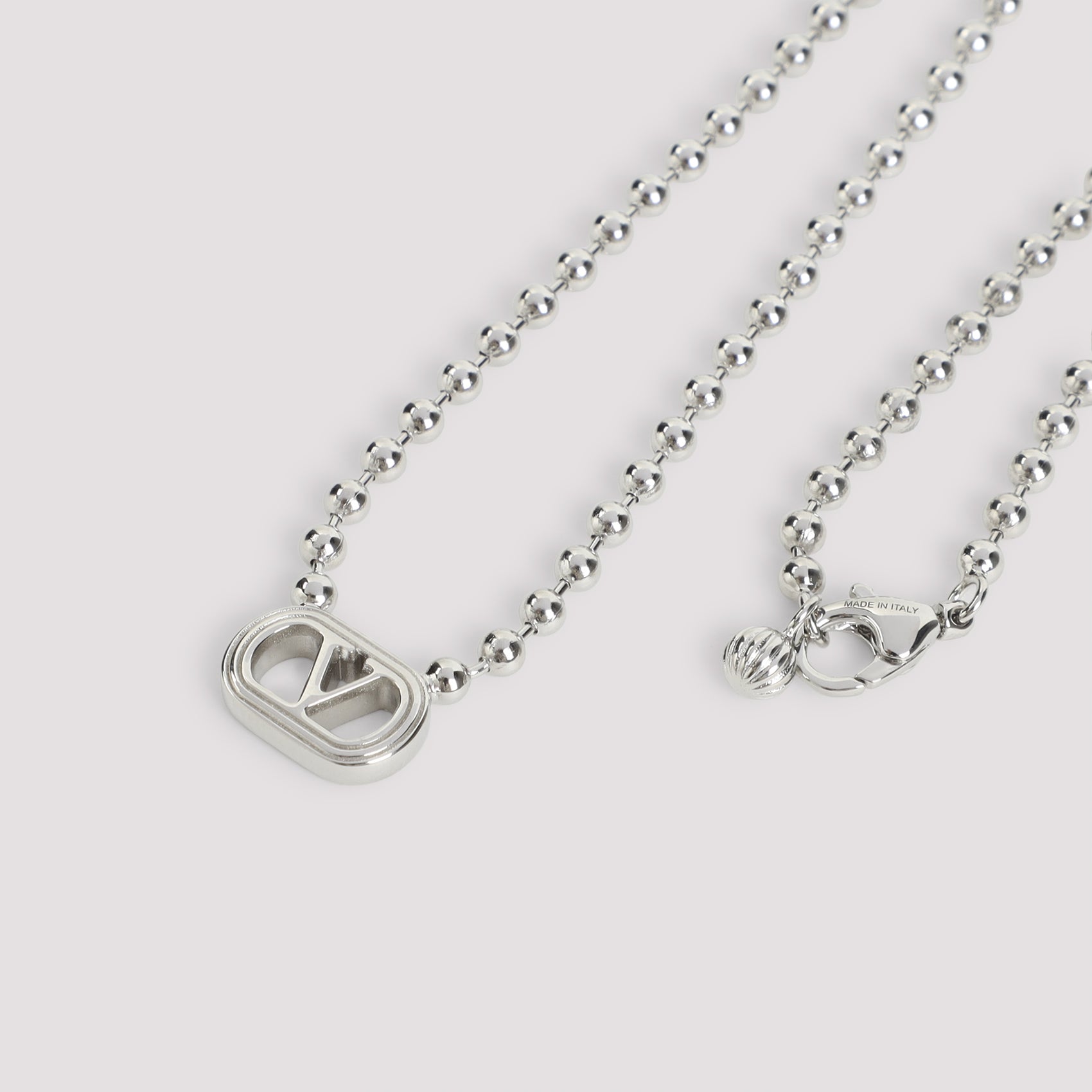 Ball Chain Necklace with Cut-Out Logo Pendant