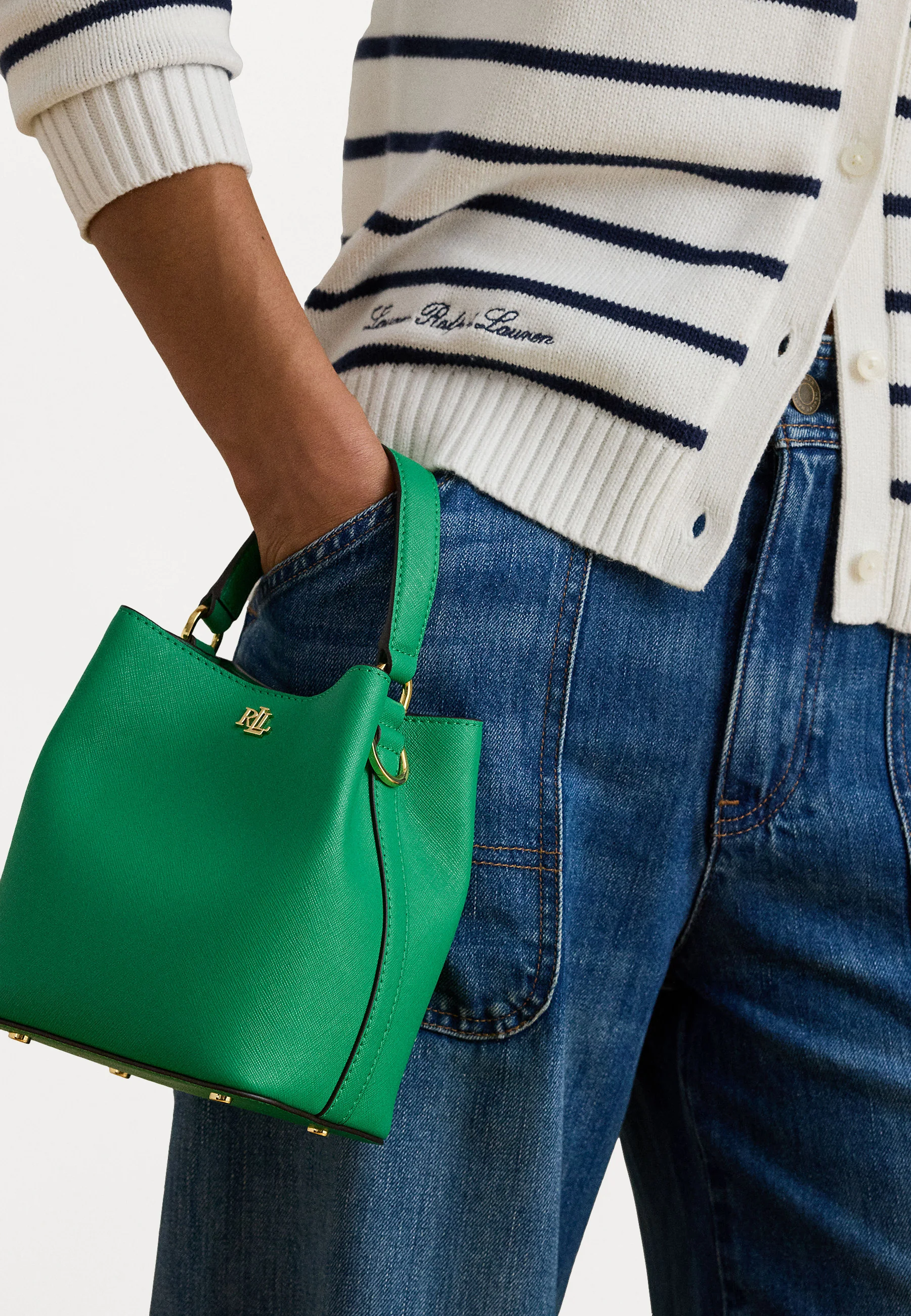Green Reese Small Silk Bucket Bag
