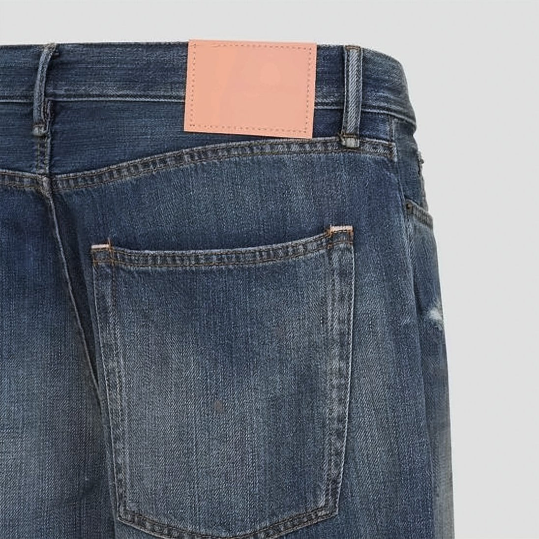 Wide-Leg Denim Pants with Distressed Finish