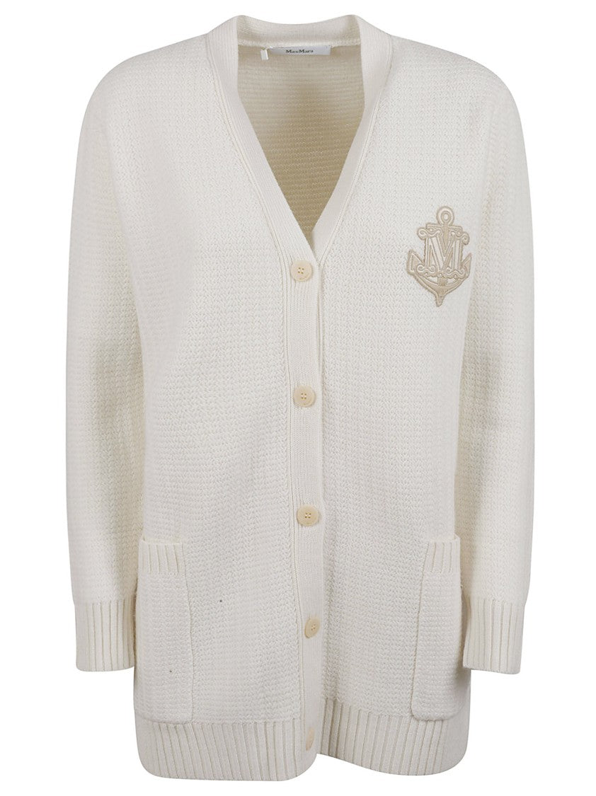 Textured Knit Sweater With Button-Down Front