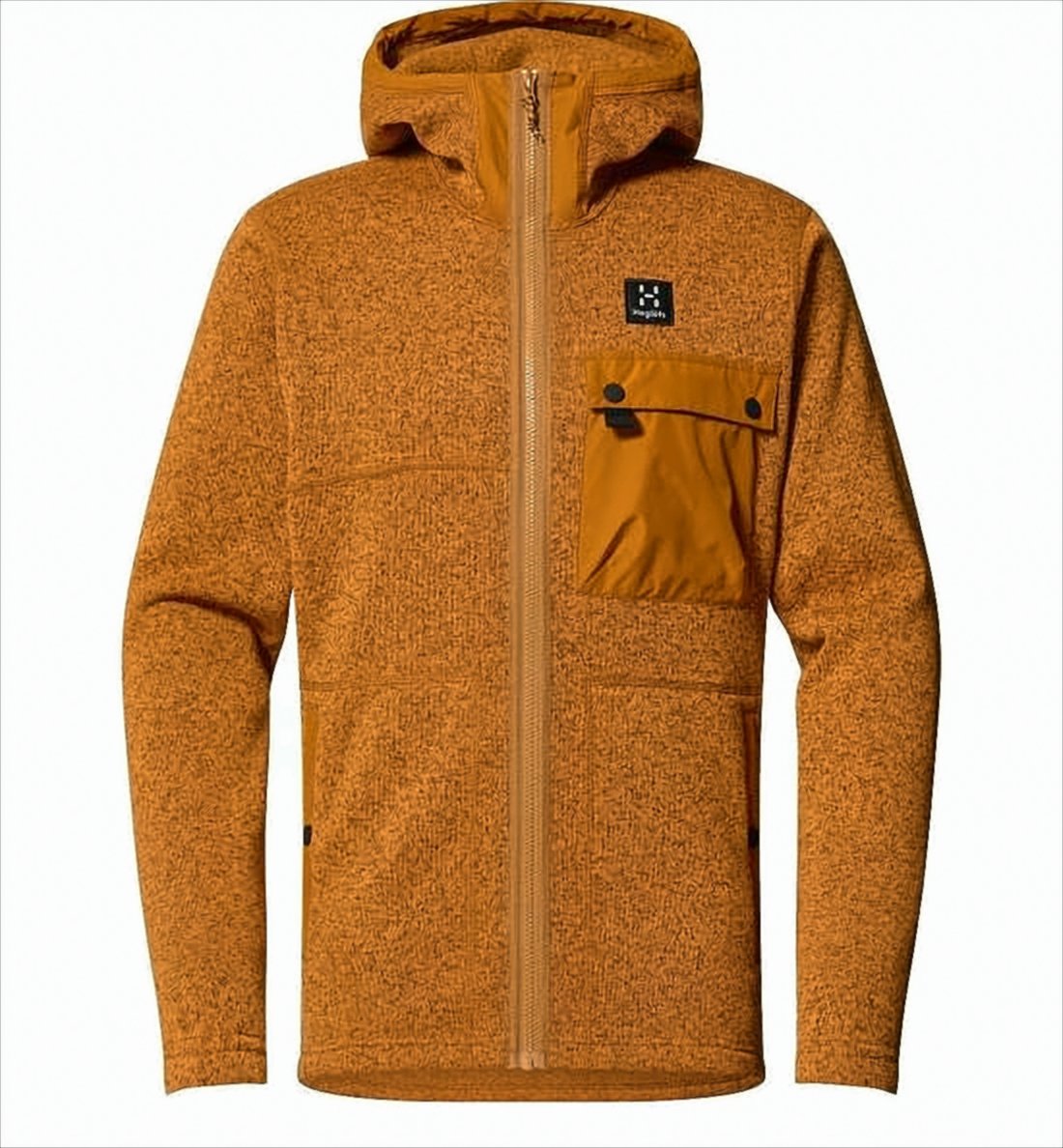 Textured Knit Zip Through Jacket in Warm Orange