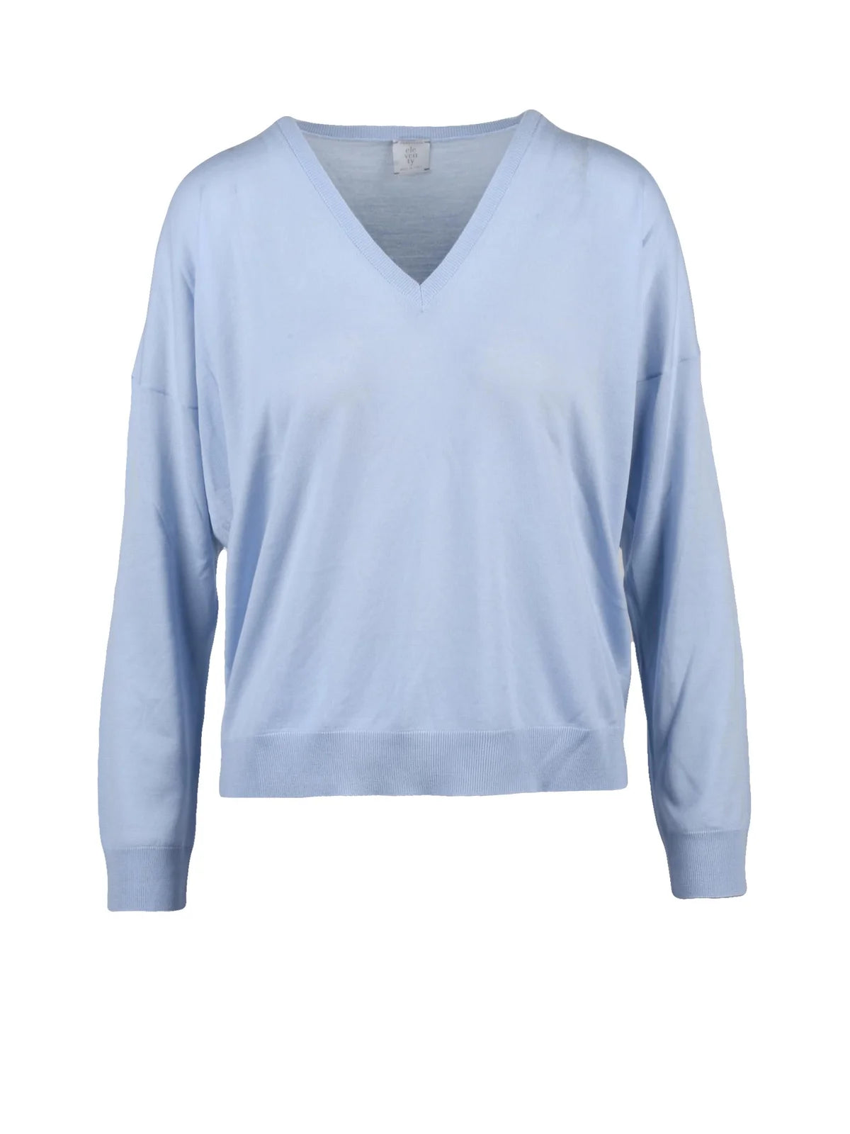 Sky Blue Women Wool V-Neck Pullover