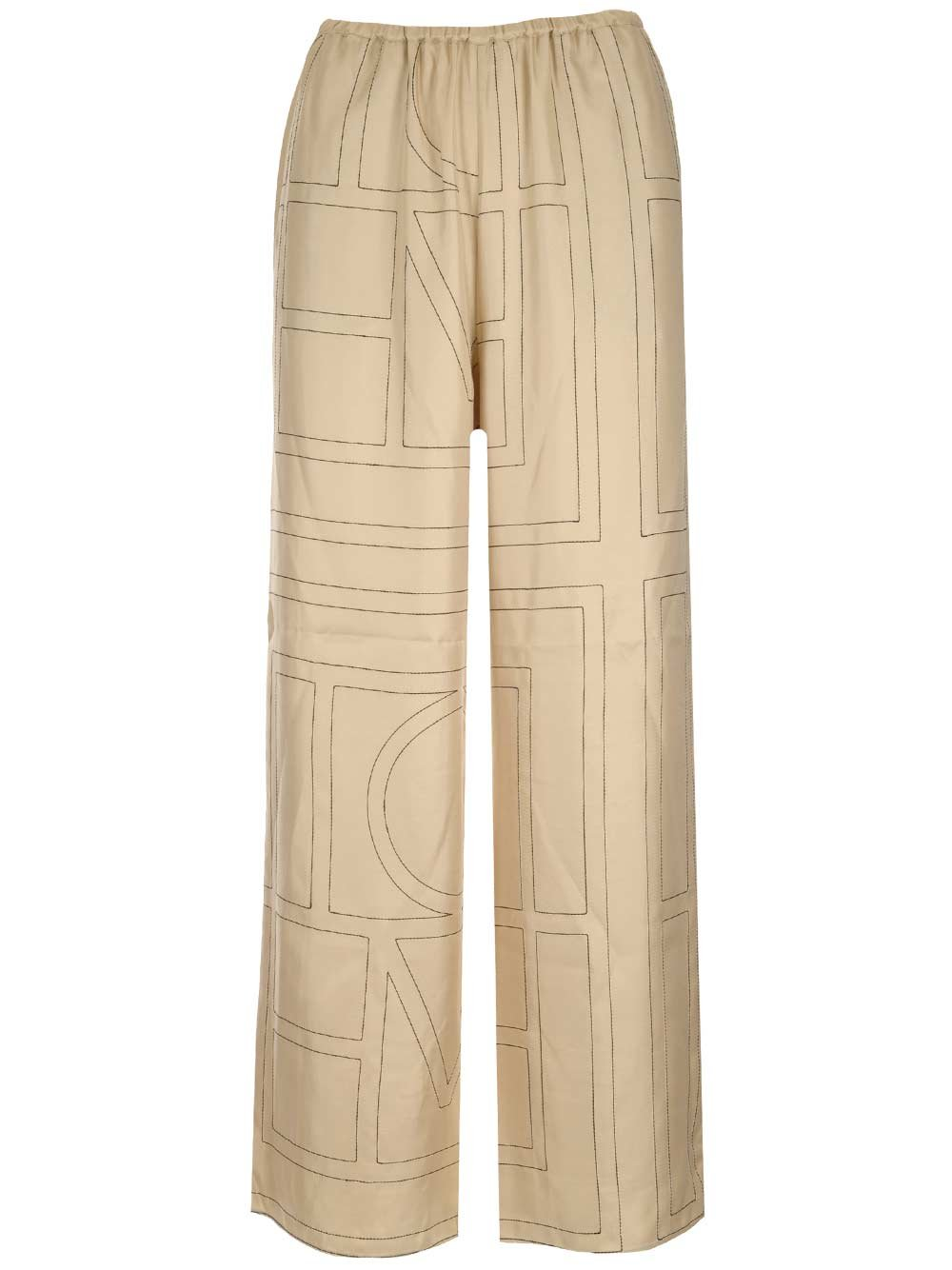 Cropped Silk Pajama Bottoms with Subtle Monogram Pattern