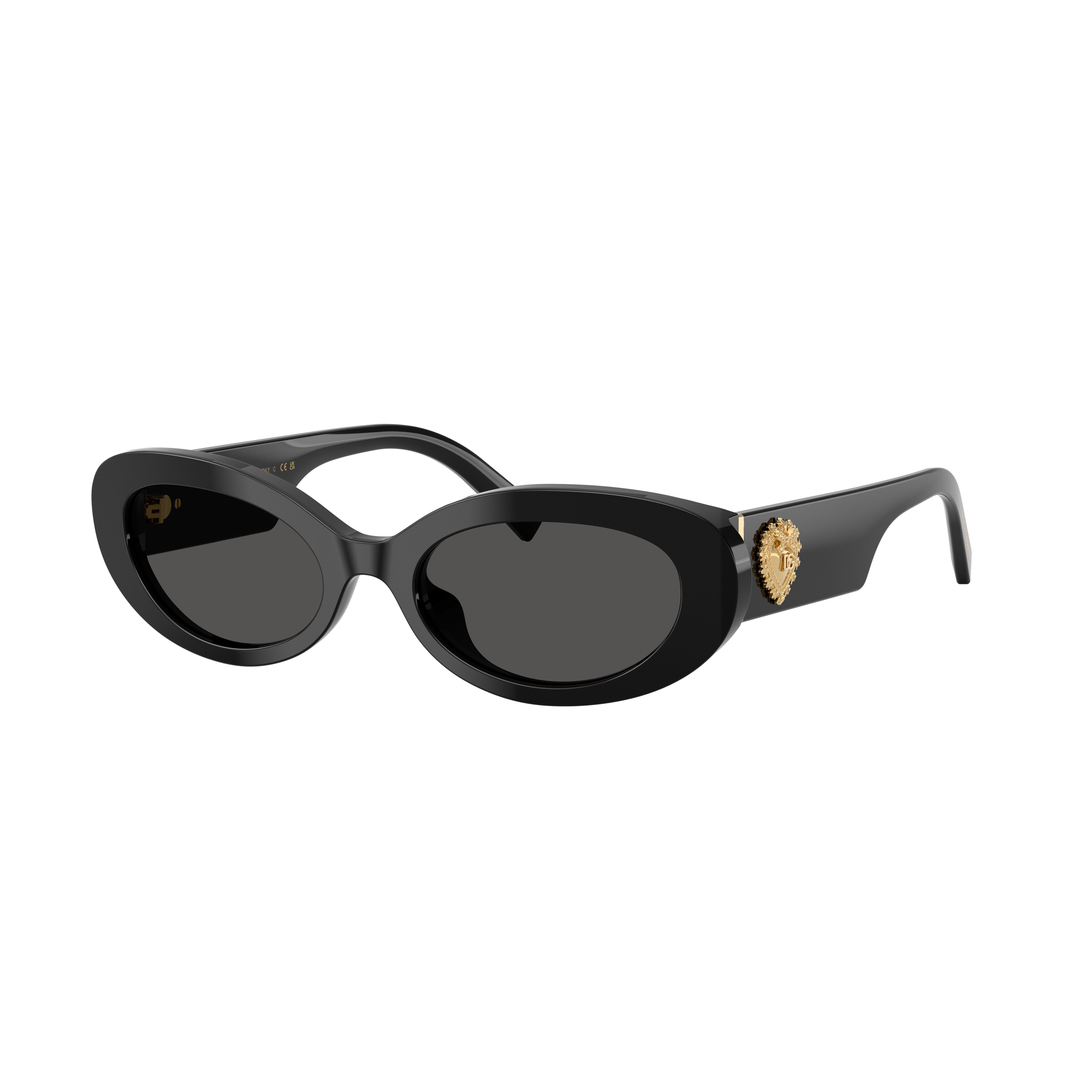 0dg4537 Oval Black Acetate Sunglasses with Gold Emblem