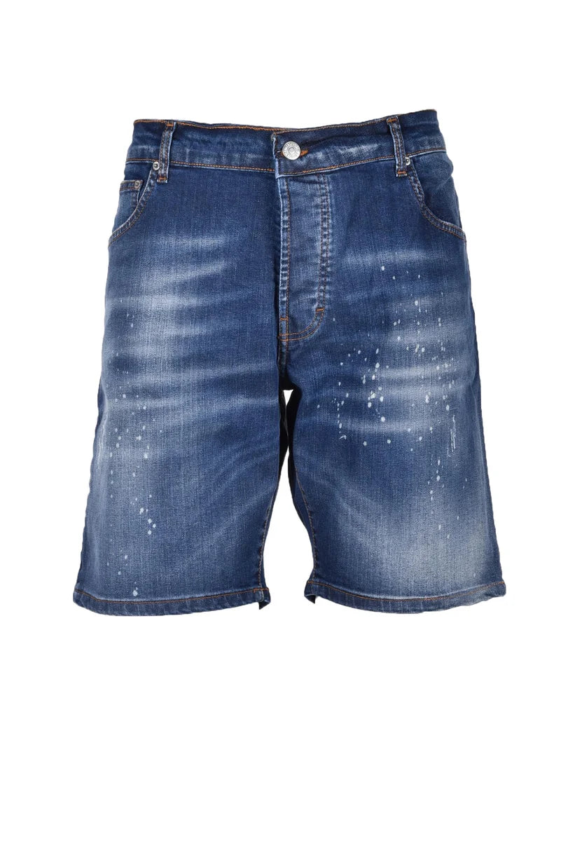 Denim Bermuda Shorts with Subtle Distressing