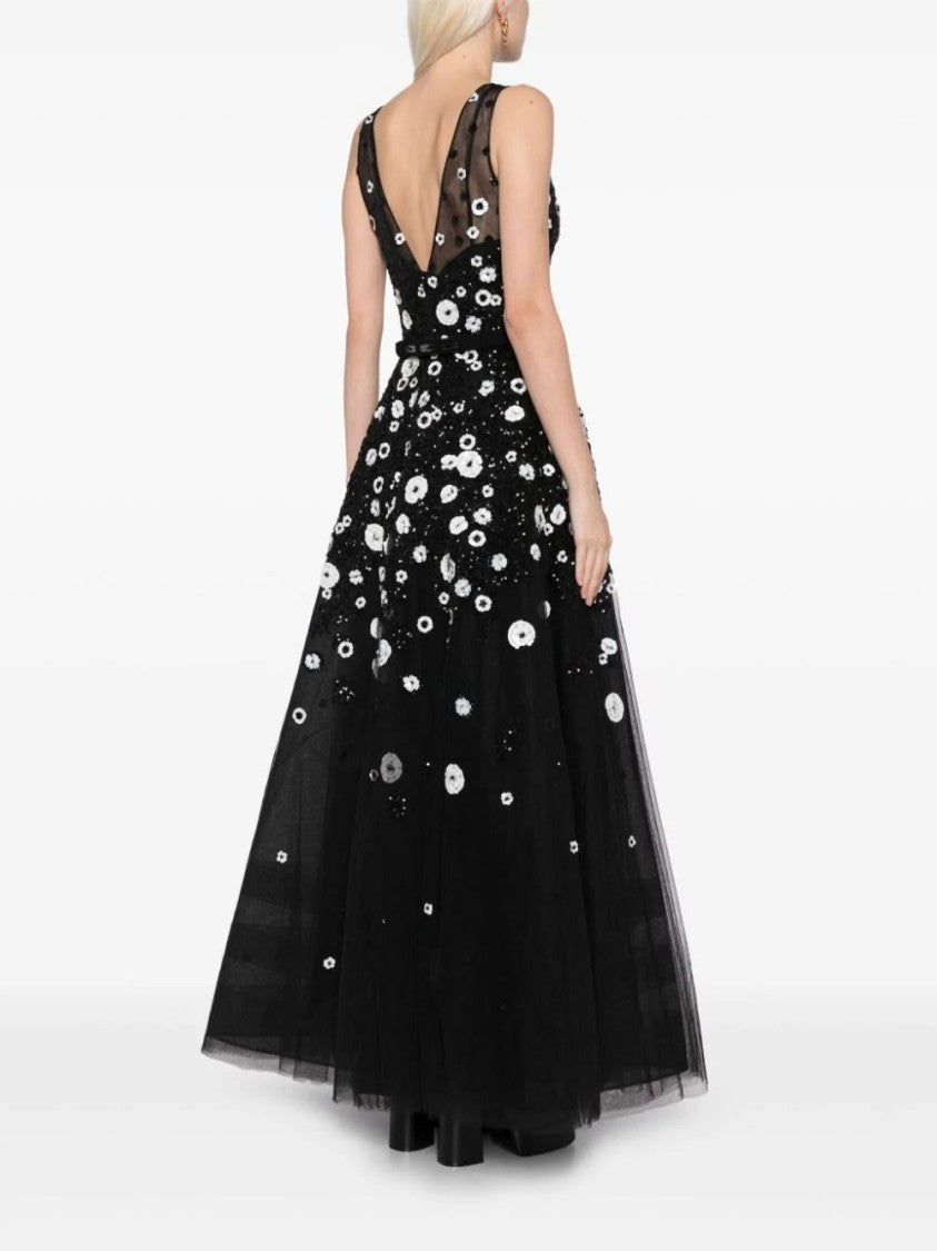 Tulle, Ankle Length Dress With Dotted Beading
