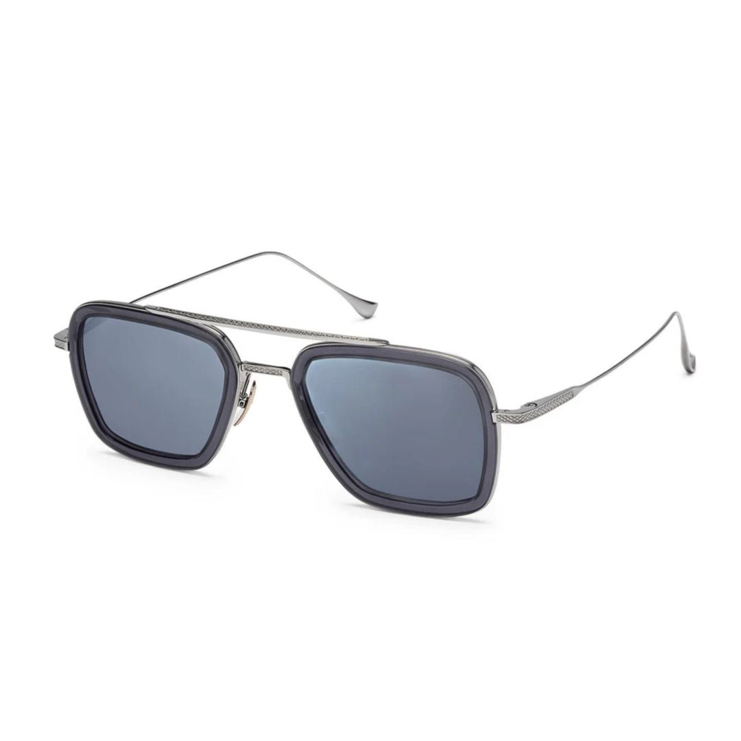 Flight.006 Geometric Black Metal Frame Sunglasses with Dark Lenses