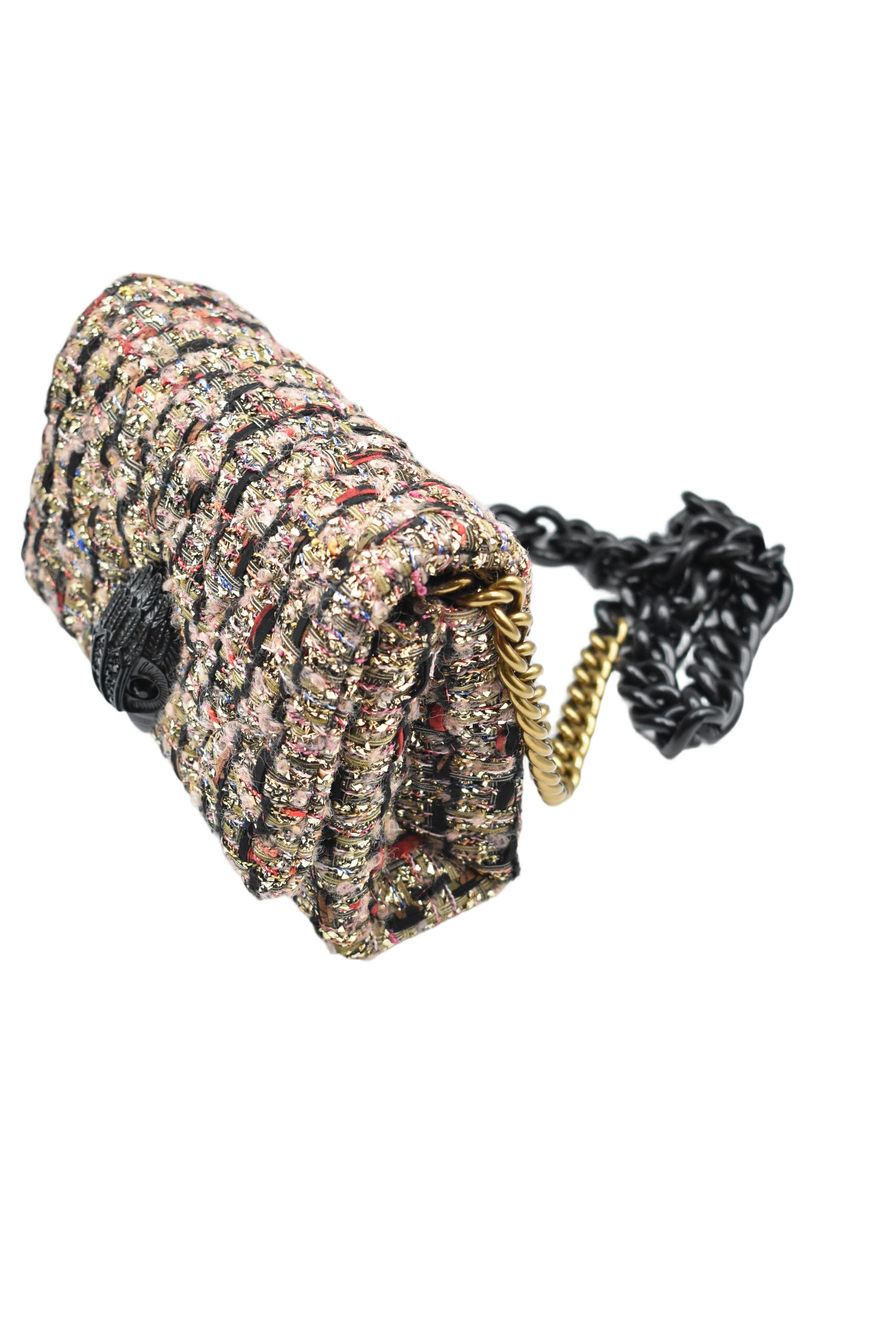 Textured Woven Handbag With Chain Strap