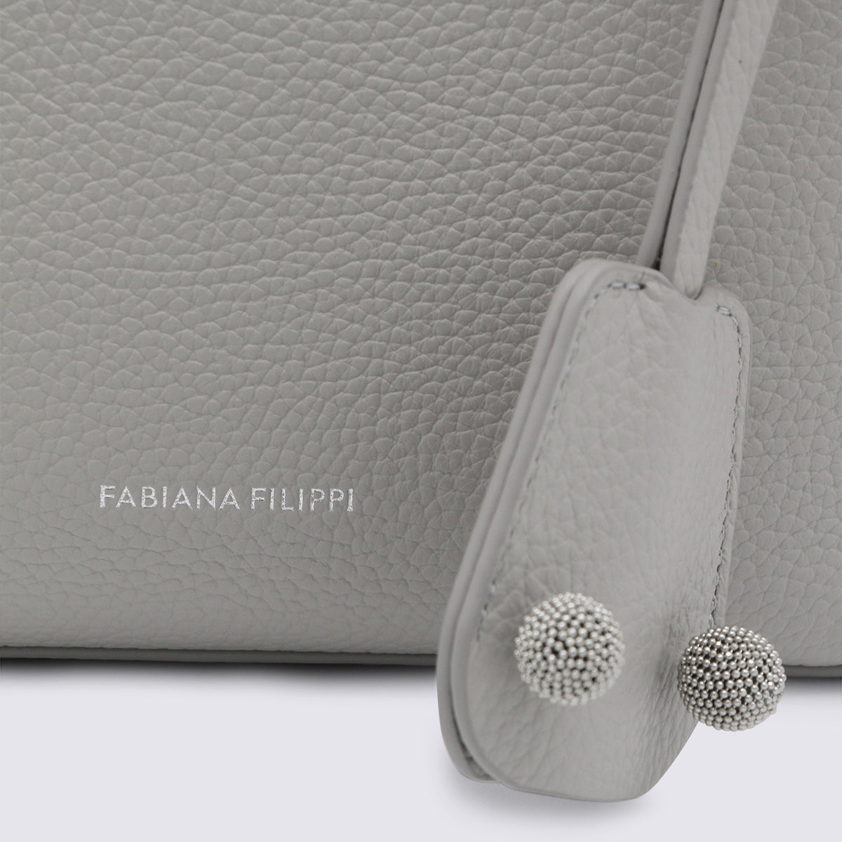 Grey Leather Top Handle Bag