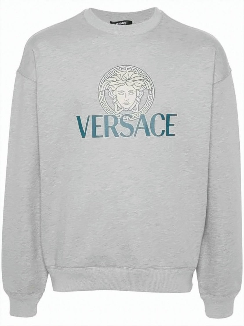 Light Grey Cotton Sweatshirt with Medusa Logo