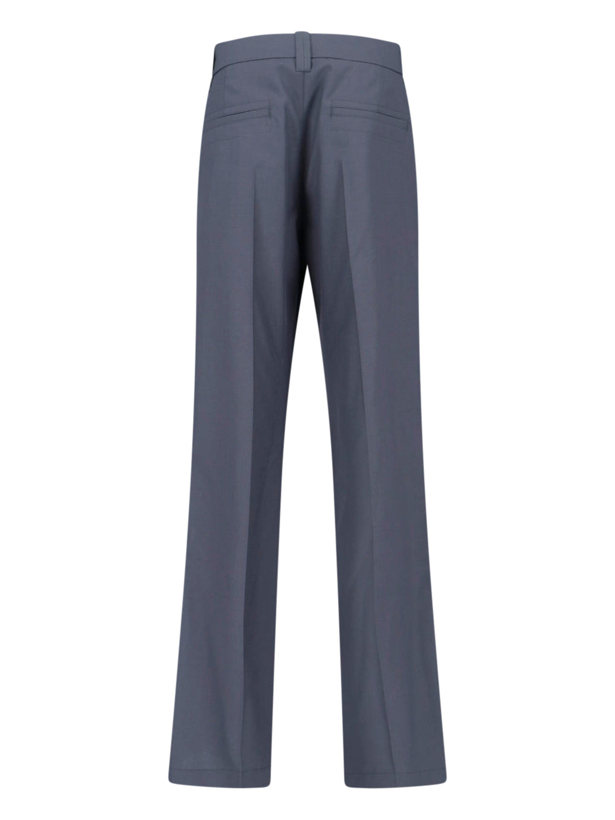 Gray Tailored Wool Blend Straight Trousers