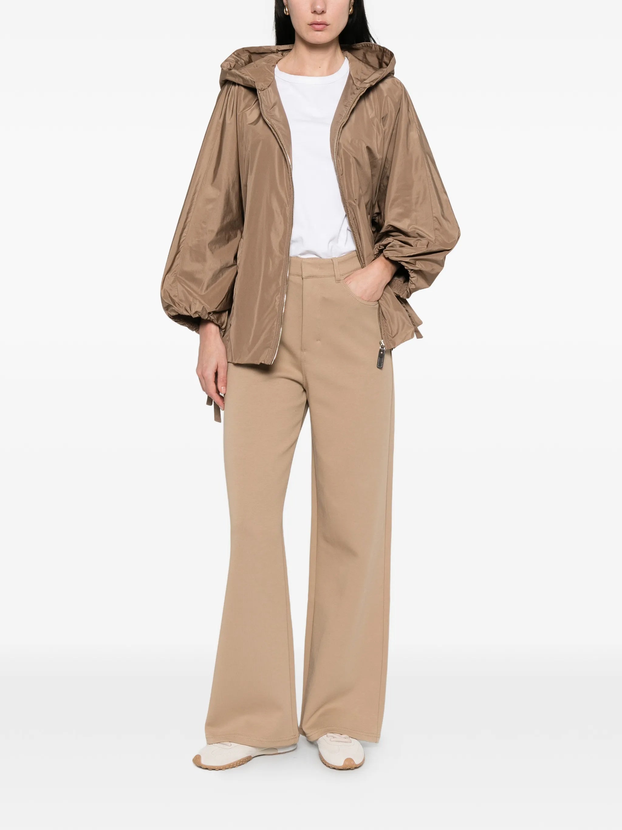 Beige Smmbrioso High-Waisted Wide-Leg Trousers