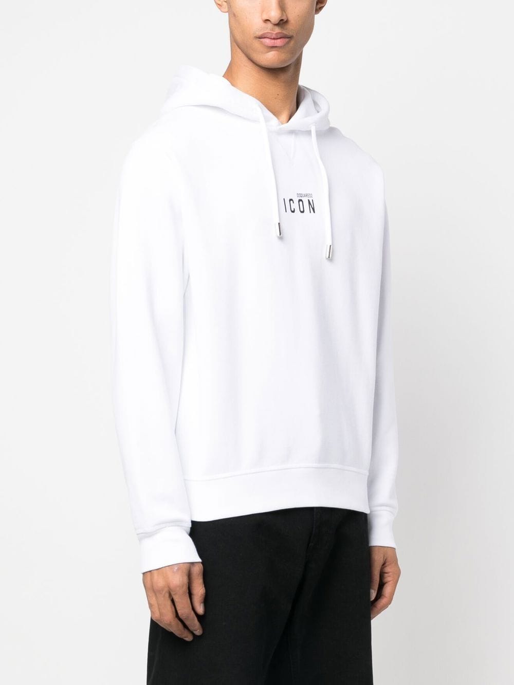 White Hooded Sweatshirt with Central Icon Logo
