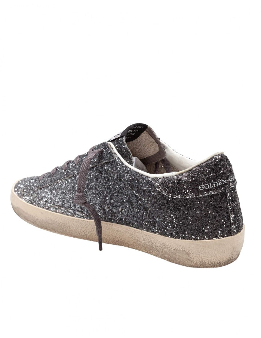 Super Star Glitter Sneakers In Silver