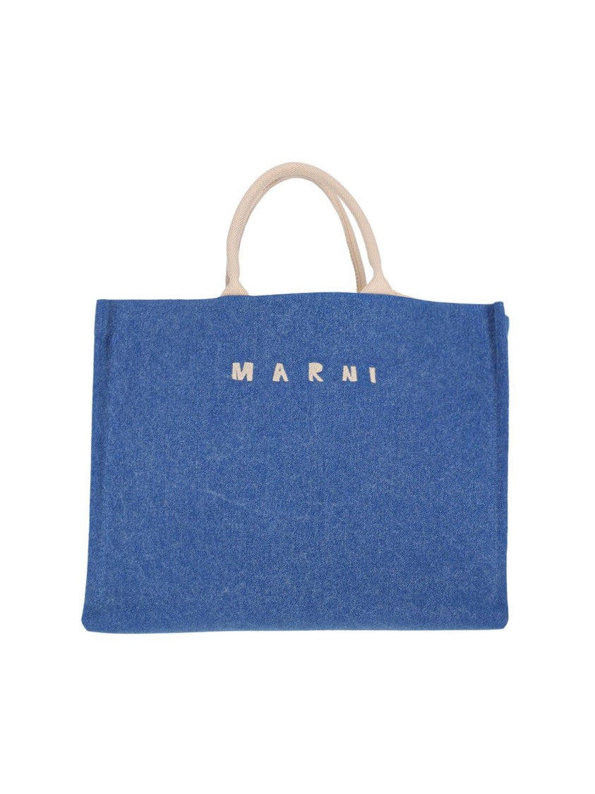 Rectangular Denim Tote Bag With Design