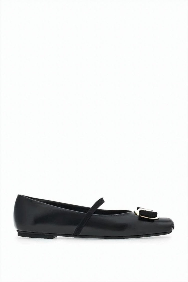 Lambskin Flats with Gold-Tone Buckle Detail