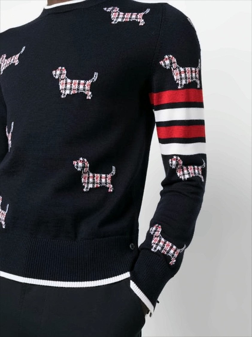 Playful Wool Blend Sweater with Dog Motifs