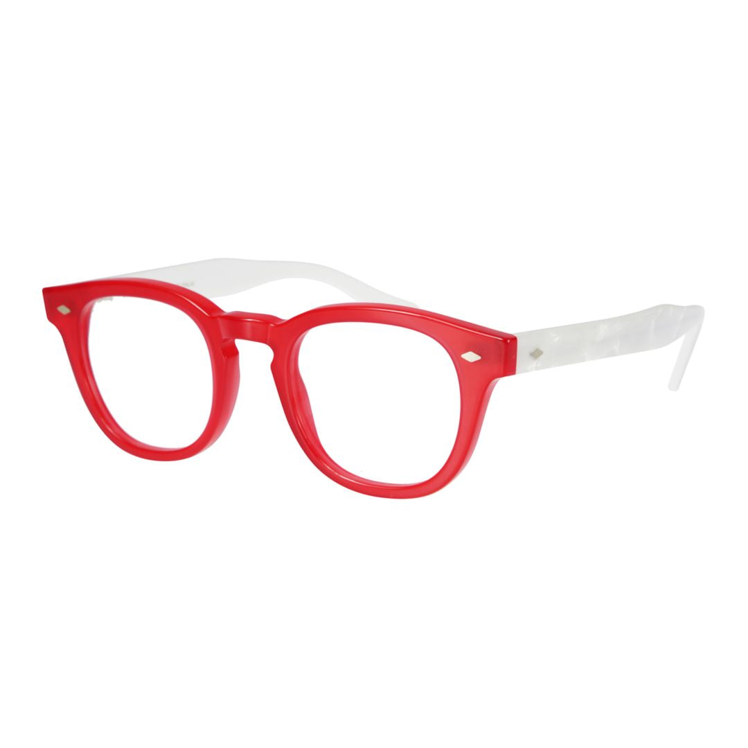 Woody Cal 49 Bold Rounded Red Frame Eyeglasses