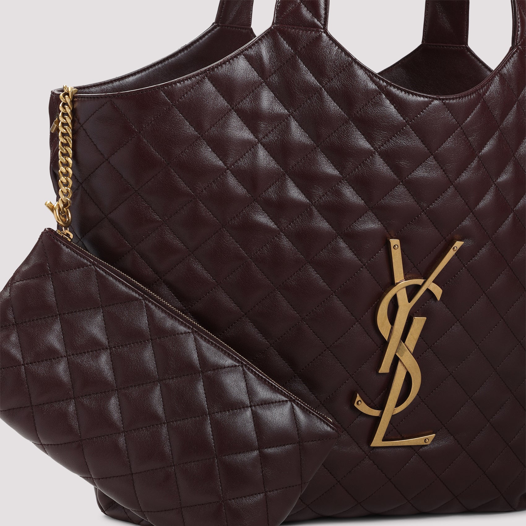 Diamond-Quilted Lamb Leather Tote Bag