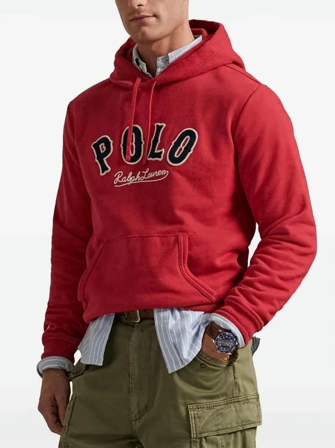 Red Vibrant Front Logo Drawstring Hoodie