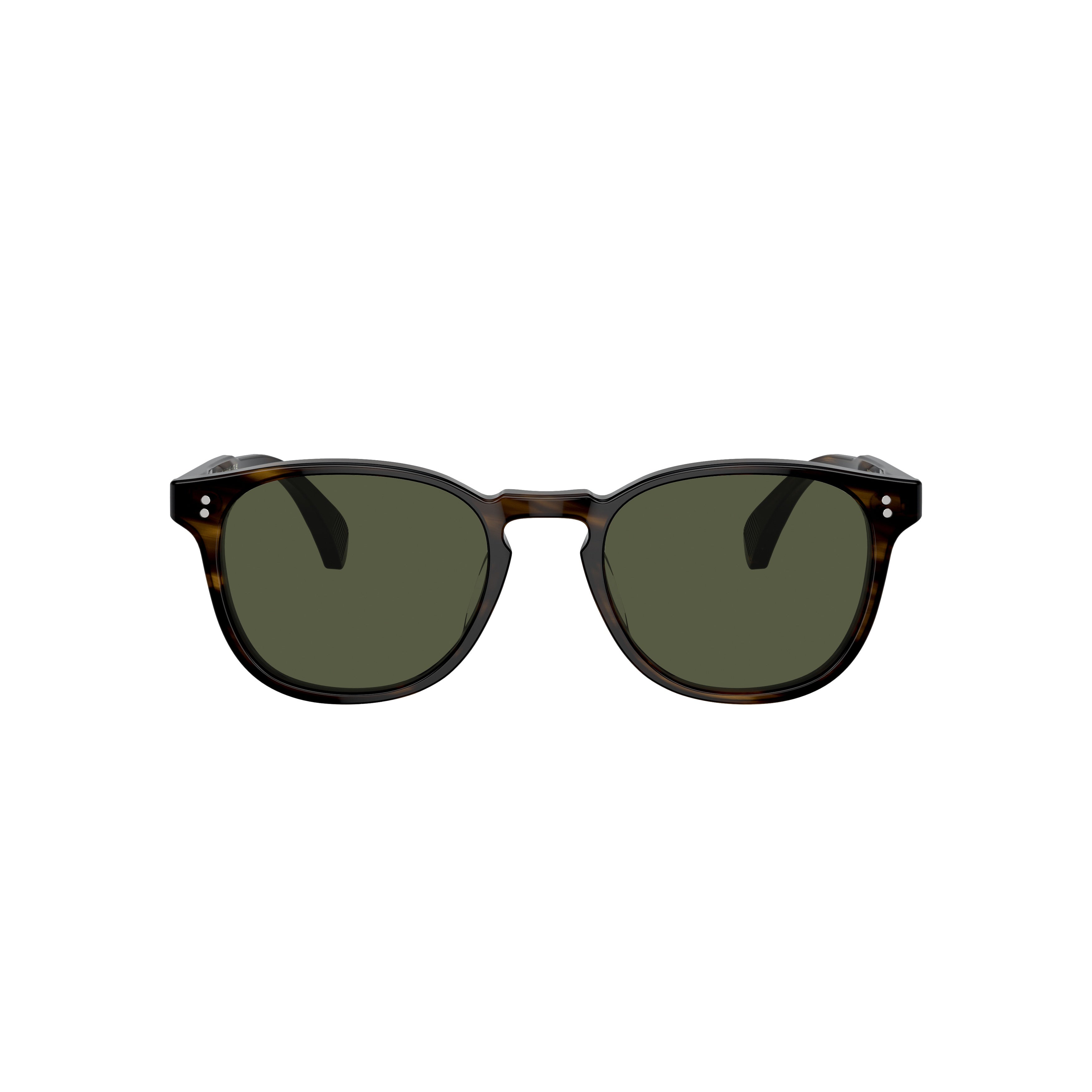 0ov5298su Classic Round Tortoiseshell Sunglasses with Dark Green Lenses