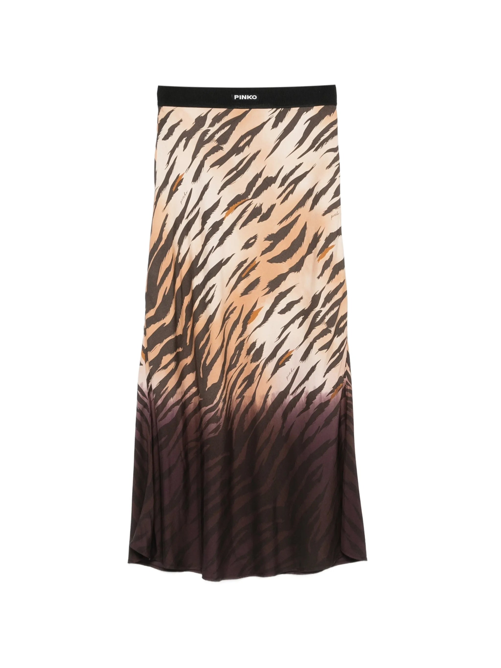 Beige/Brown Hollie Tiger-Stripe Midi Skirt