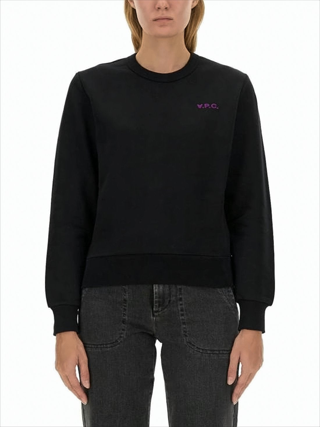 Long-Sleeve Black Top with Ribbed Cuffs