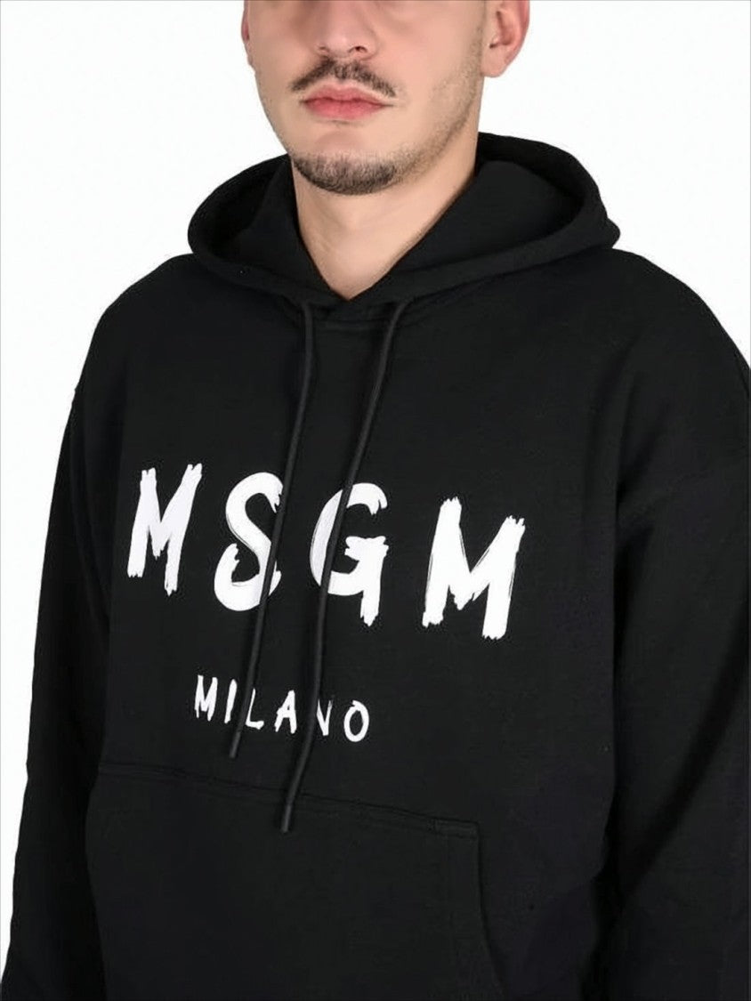 Relaxed Fit Hoodie With Bold Brushstroke Lettering