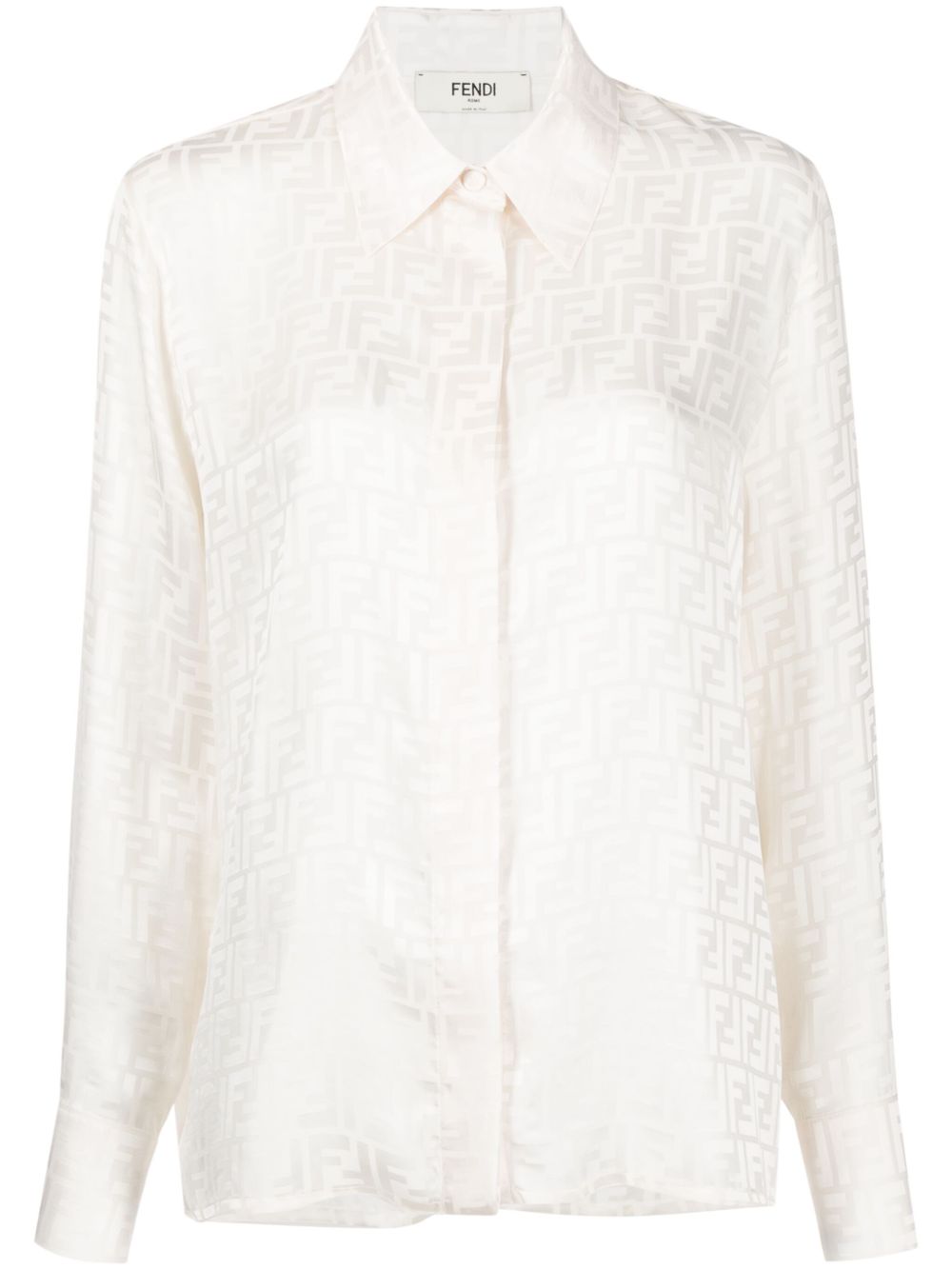 White Jacquard Shirt With Tonal Monogram Design