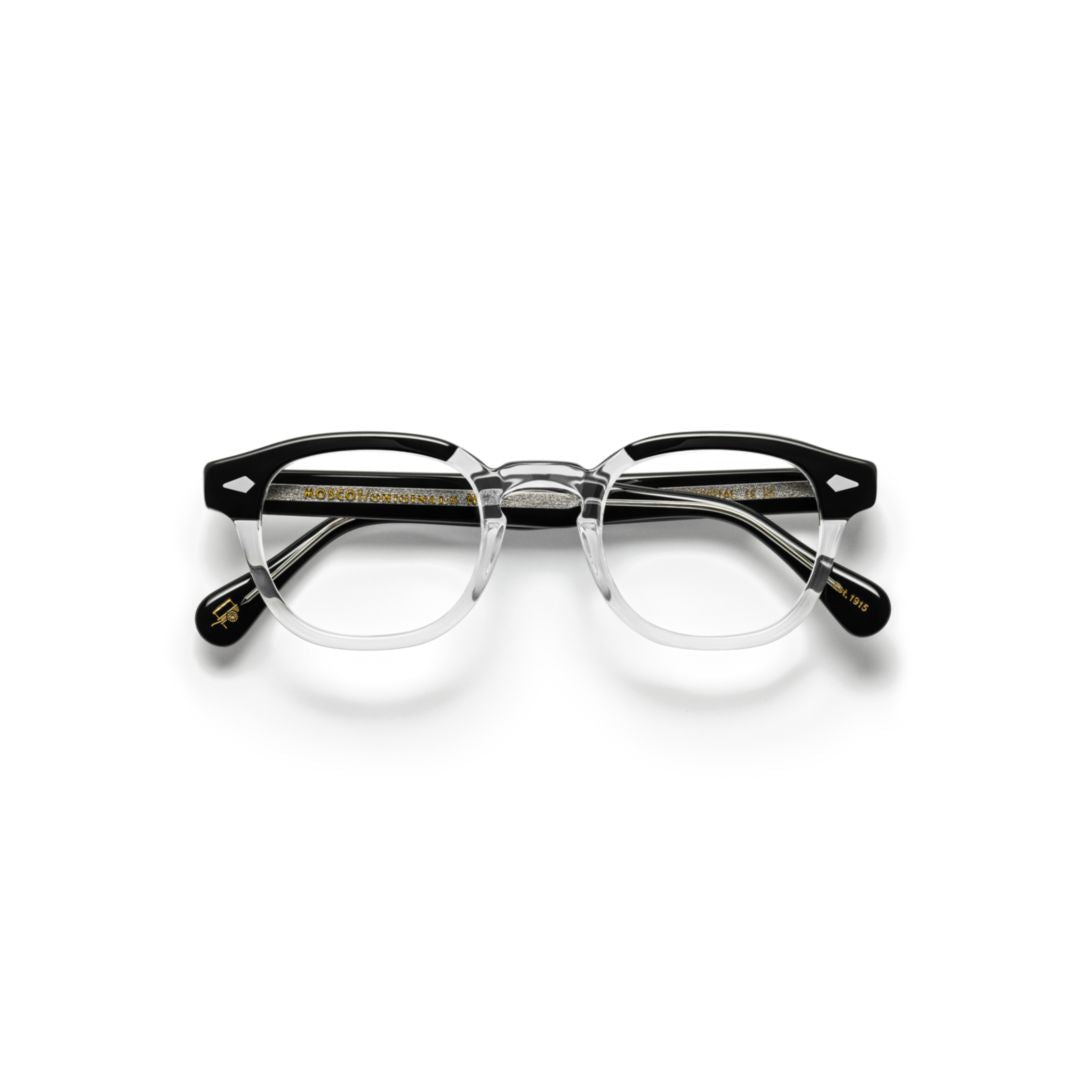 Two-Tone Round Moscot Eyeglasses with Metallic Accents