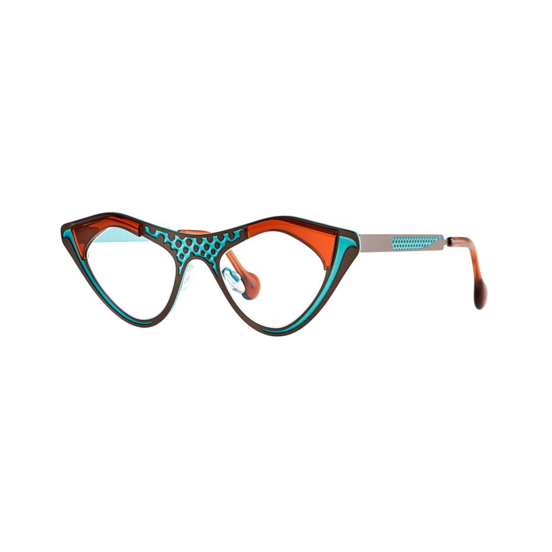 Liz 471 C 98+14+Transparent Red Brown Cat-Eye Sunglasses with Honeycomb Pattern