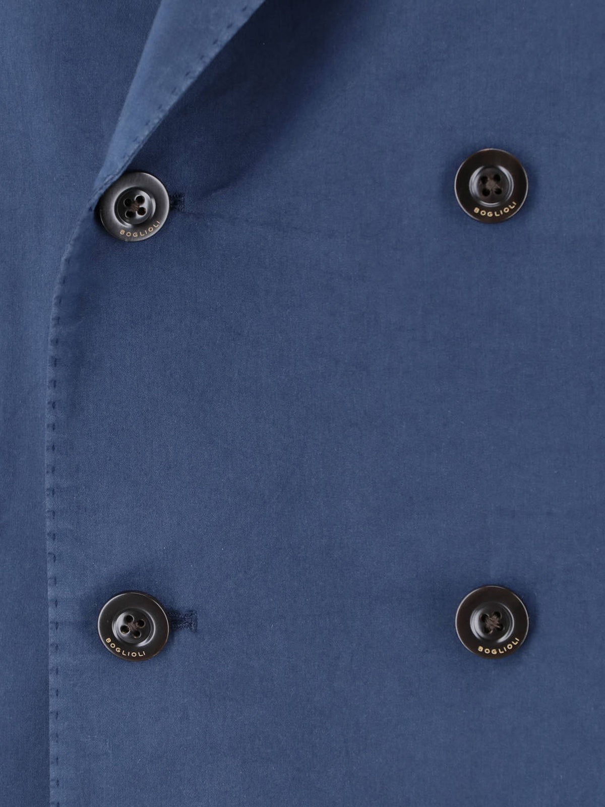 Blue Cotton-Silk Double-Breasted Blazer