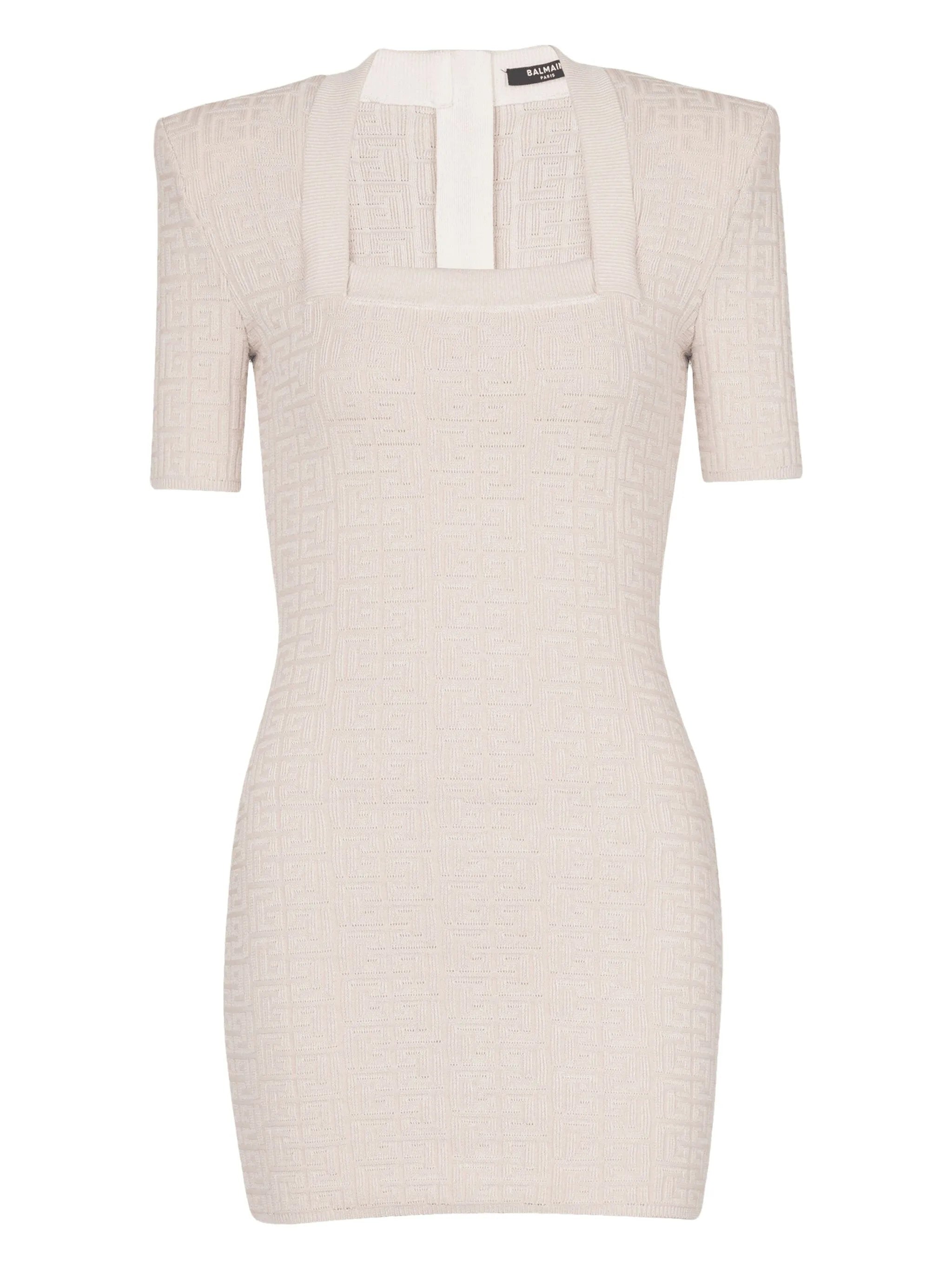 Neutral Knit Dress Textured Mini Dress