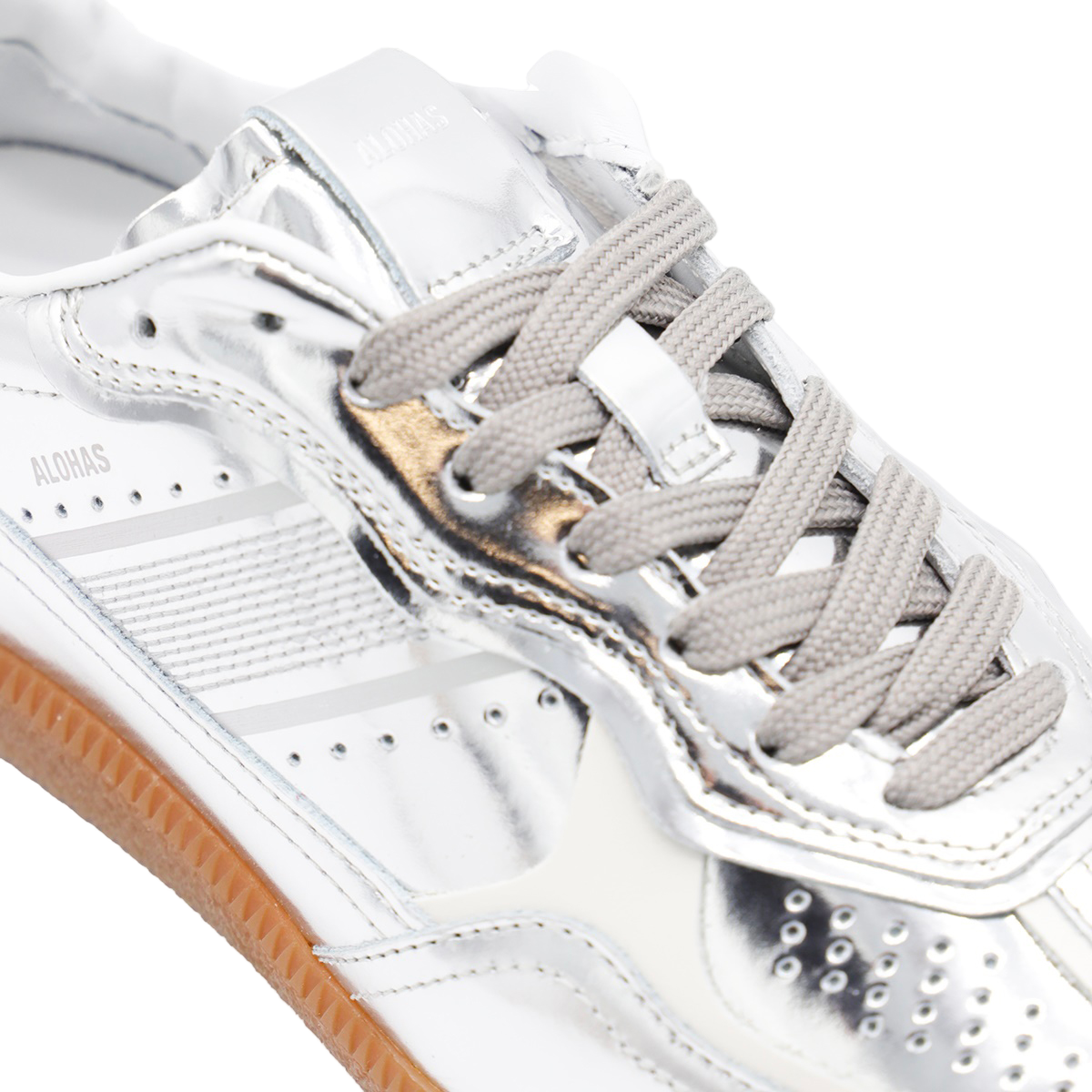 Reflective Silver Sneakers with Perforated Detailing