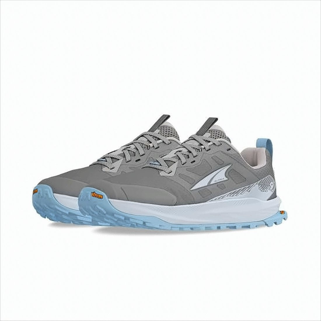 Grey Athletic Shoes with Light Blue Accents