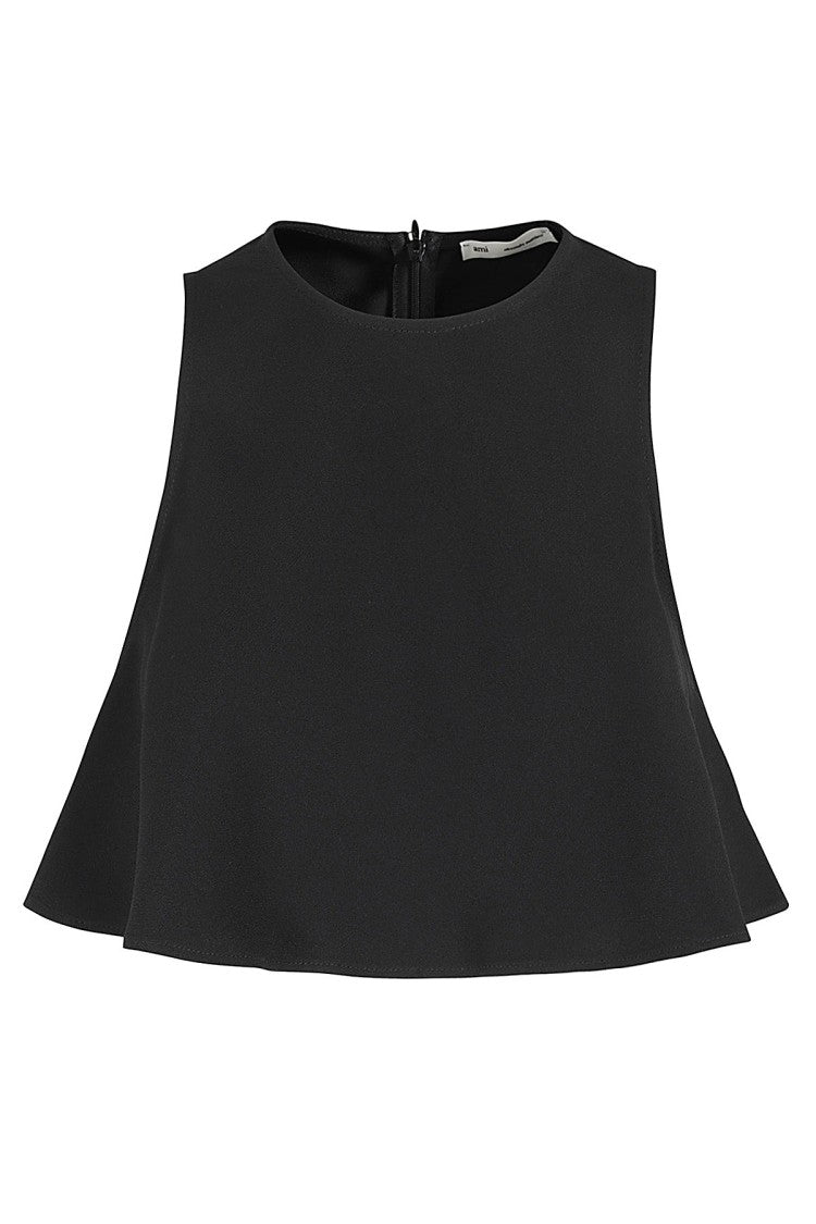Flared Hem Crepe Top