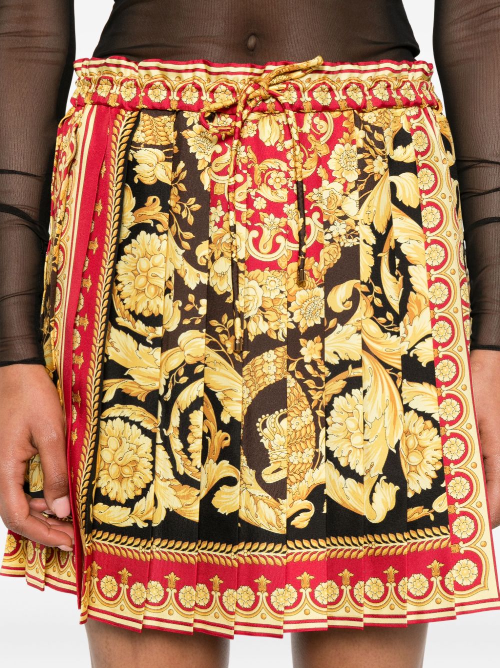 High-Waisted A-Line Skirt with Baroque Print