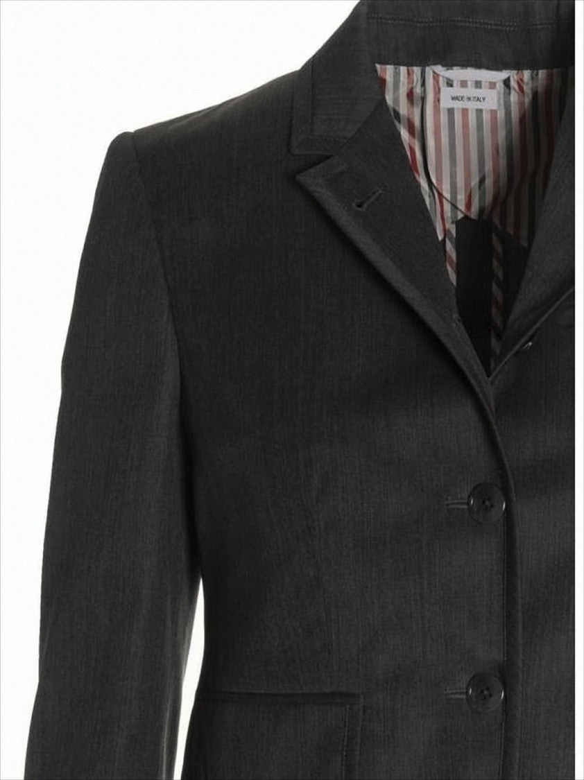 Tailored Grey Wool Jacket with Notched Lapels and Elegant Lining