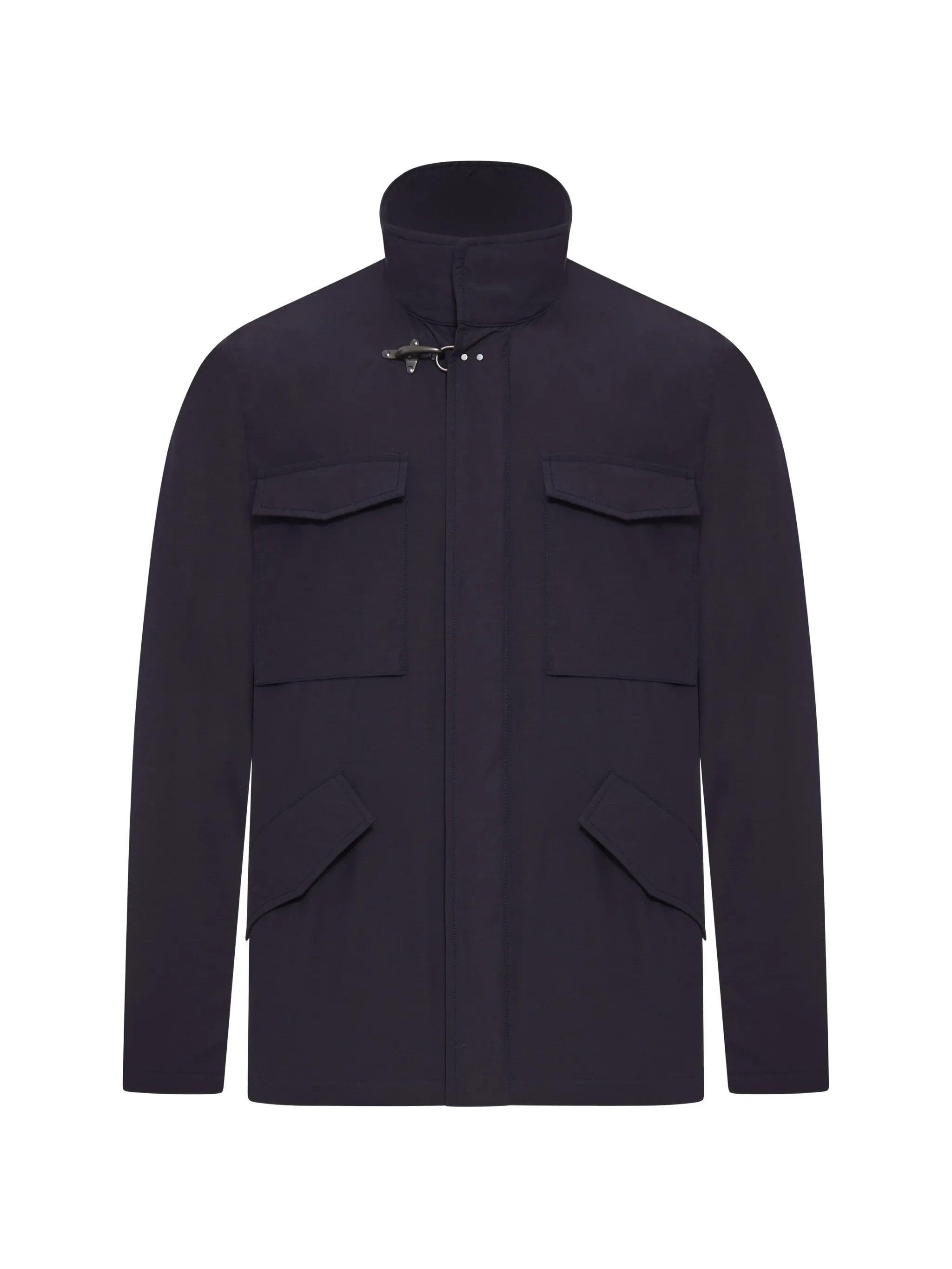 High Collar Black Buckle Flap Jacket
