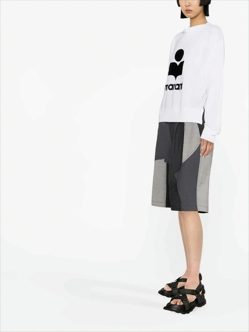 Relaxed Fit Long-Sleeve Linen Top with Graphic Logo