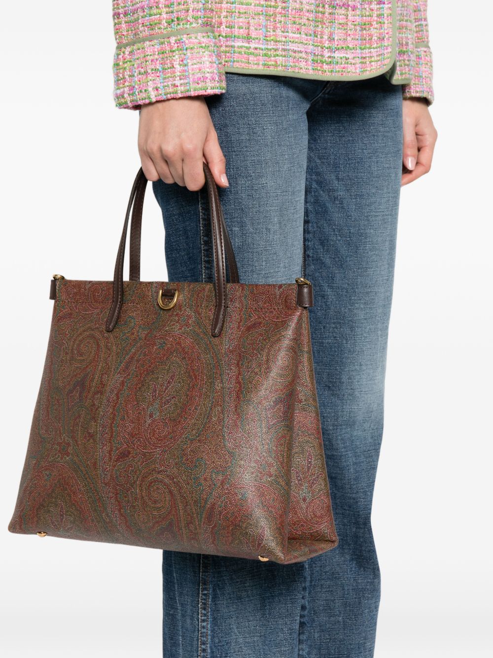Structured Rectangular Bag With Paisley Jacquard Pattern
