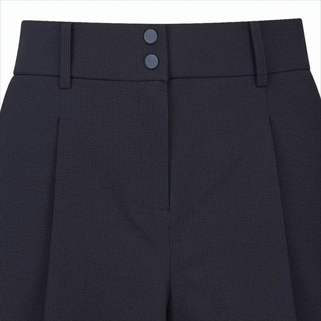 Tailored Blue Shorts with High Waistband and Pleated Detailing